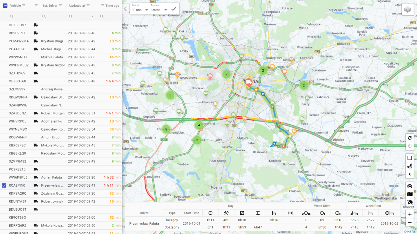 mapa dla ciężarówek TIR