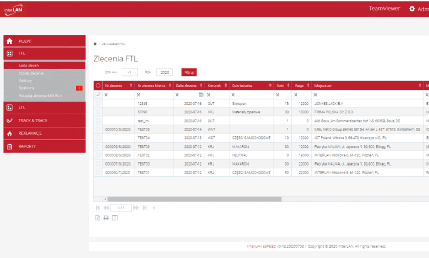 Portal www dla przewoźników i klientów