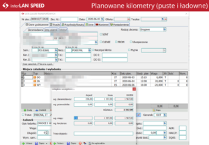 TMS SPEED Planowane kilometry (puste i ładowne)